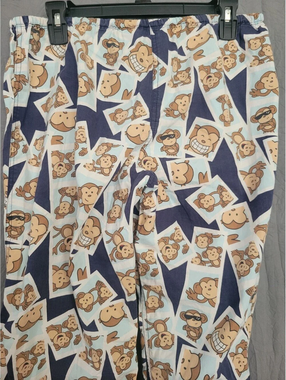 Vintage Aeropostale Pajama Pants Mens M Blue Monkey Print Lounge Sleep Y2K